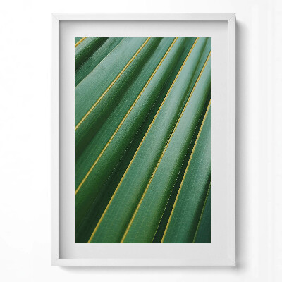 Függőleges kép keretben Zöld levelek párhuzamos vonalak