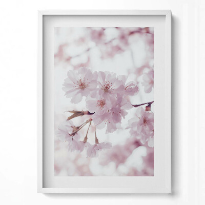 Függőleges kép keretben Cseresznyevirágok pasztell színek