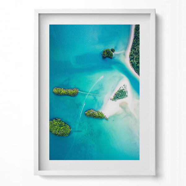 Függőleges kép keretben Trópusi sziget és türkizkék víz