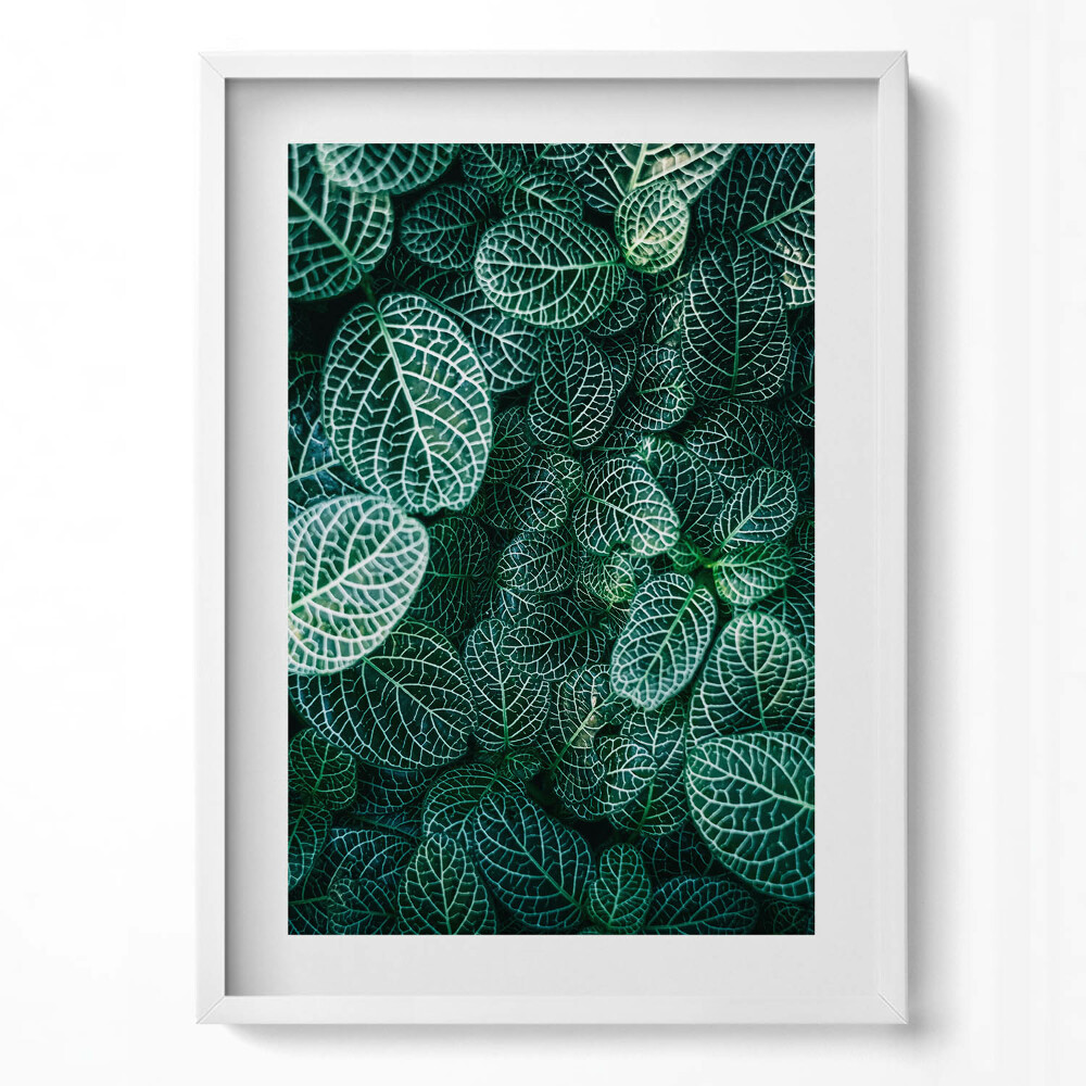 Függőleges kép keretben Zöld levelek mintázata