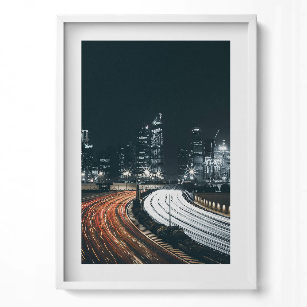 Függőleges kép keretben Fényekkel teli városi táj