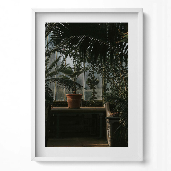 Függőleges kép keretben Zöld növények virágcserép világos háttér