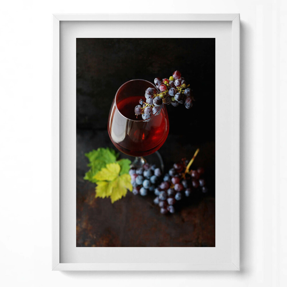 Függőleges kép keretben Vörösbor szőlő levél