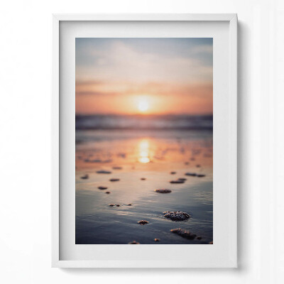 Függőleges kép keretben Naplemente a tengerparton