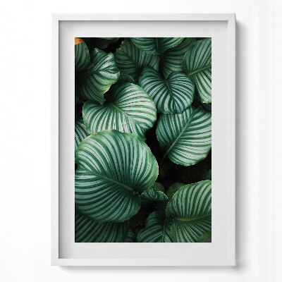 Függőleges kép keretben Zöld levelek csíkos mintázat