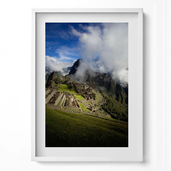 Függőleges kép keretben Machu Picchu hegyvidéki táj