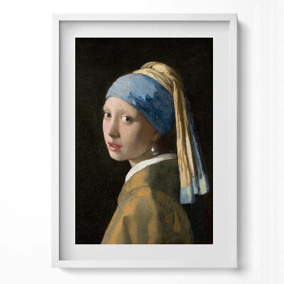 Függőleges kép keretben Lány gyöngy fülbevalóval