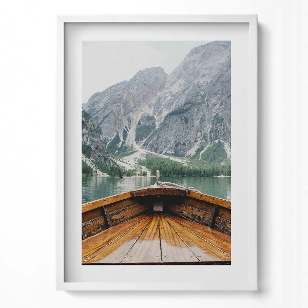 Függőleges kép keretben Hajó a hegyek között