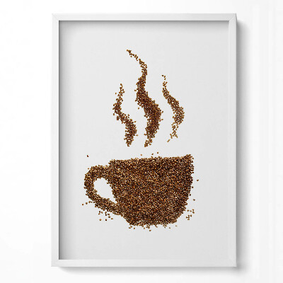 Függőleges kép keretben Kávéscsésze gőzölgő mintázat