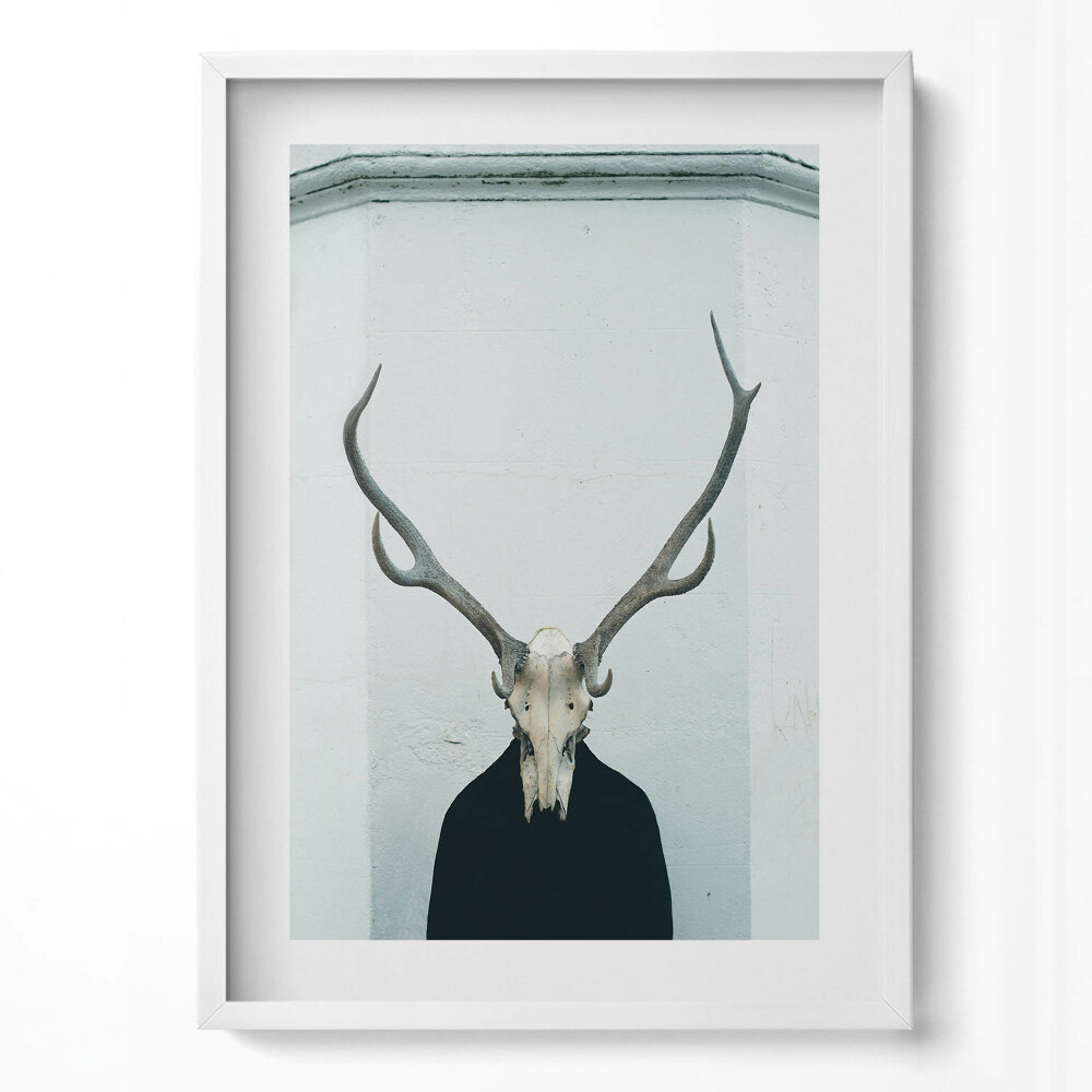 Függőleges kép keretben A koponya és szarvak kontrasztja