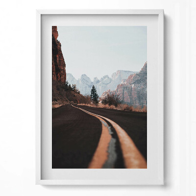 Függőleges kép keretben Hegyek és kanyargós út