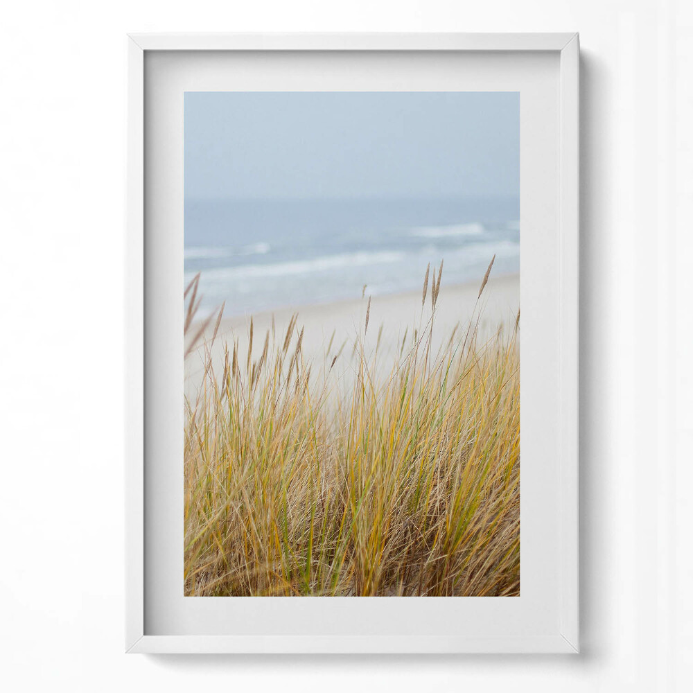 Függőleges kép keretben Tengerparti fű és hullámok
