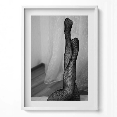 Függőleges kép keretben Fekete harisnyás lábak