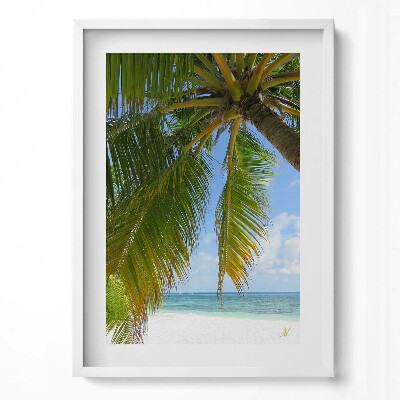 Függőleges kép keretben Trópusi tengerpart pálmafával