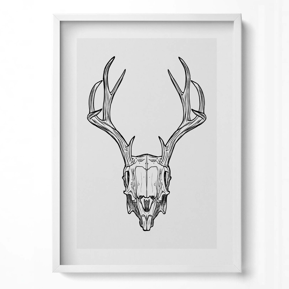 Függőleges kép keretben Szarvas koponya antlers