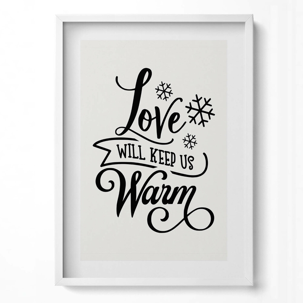 Függőleges kép keretben Szeretet és hópehely motívum