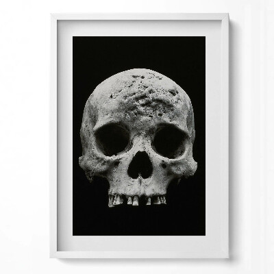 Függőleges kép keretben Emberi koponya fekete háttérrel