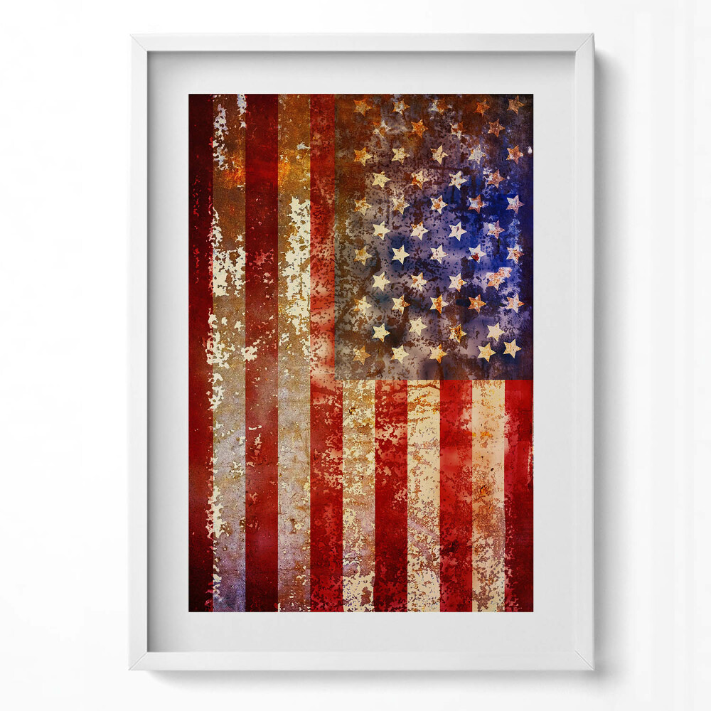 Függőleges kép keretben Régi amerikai zászló mintázat
