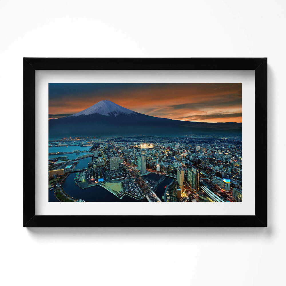 Kép keretben Tokió és a Fuji hegy látványa