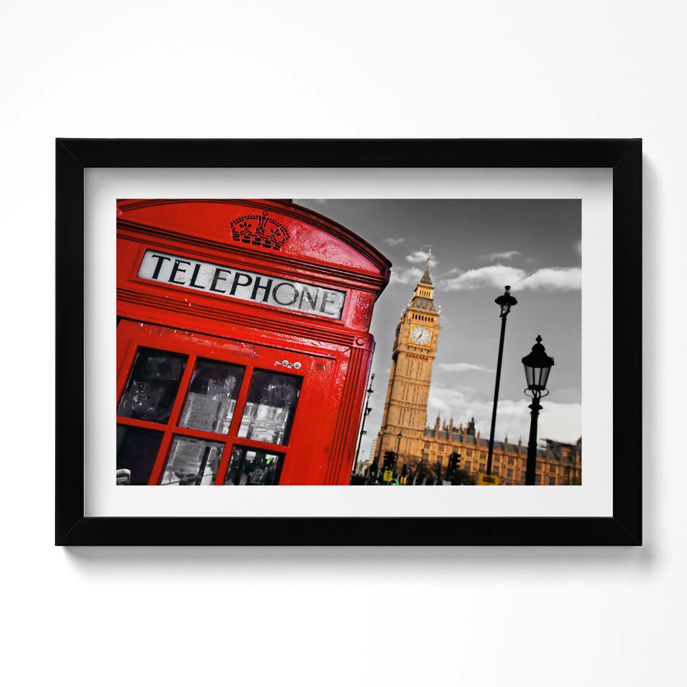 Kép keretben Telefonfülke és Big Ben - Anglia