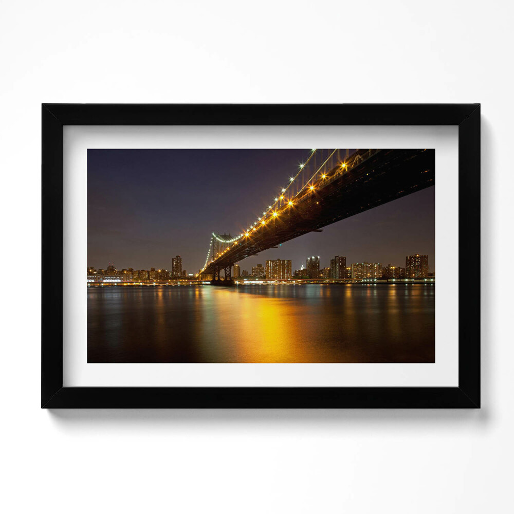 Keretezett kép Megvilágított Brooklyn híd New Yorkban