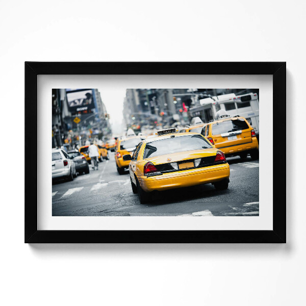 Keretezett kép New York-i taxik a városi forgalomban