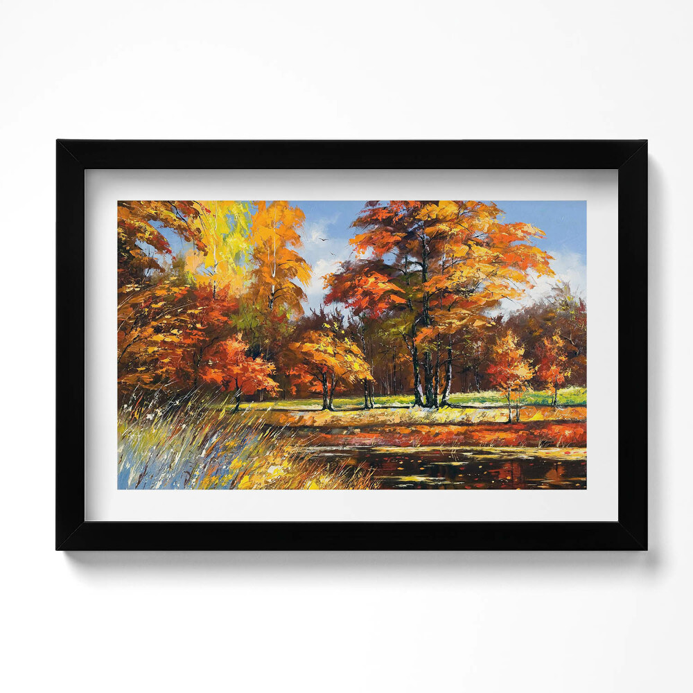 Kép keretben Festett ősz és folyó