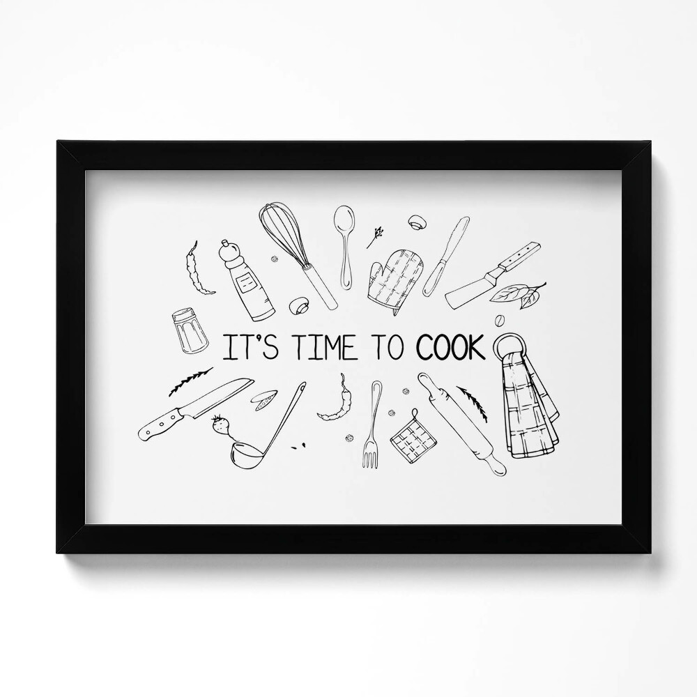 Keretezett kép Itt az ideje főzni - Konyhai felirat