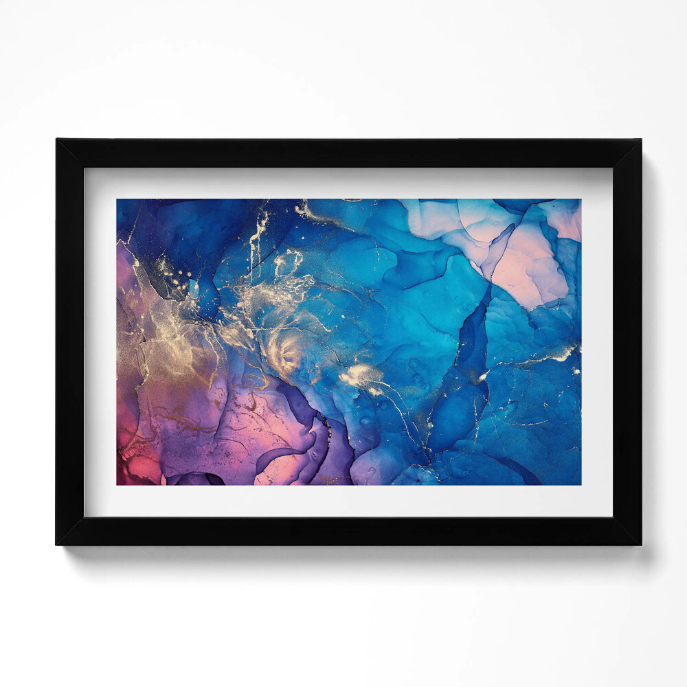 Keretezett kép Blue abstraction with pink