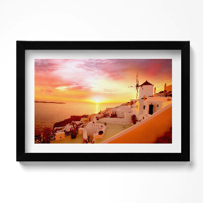 Keretezett kép Santorini régi szélmalommal