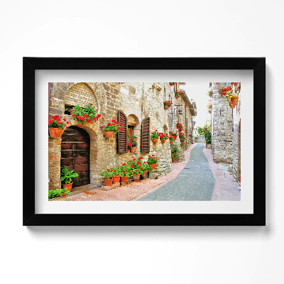 Kép keretben Festői utca virágokkal