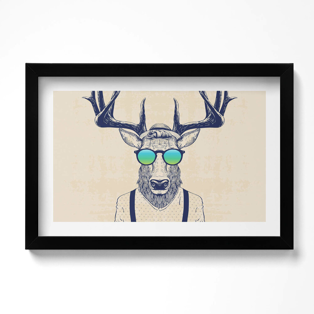 Keretezett kép Absztrakt szarvas emberi vonásokkal