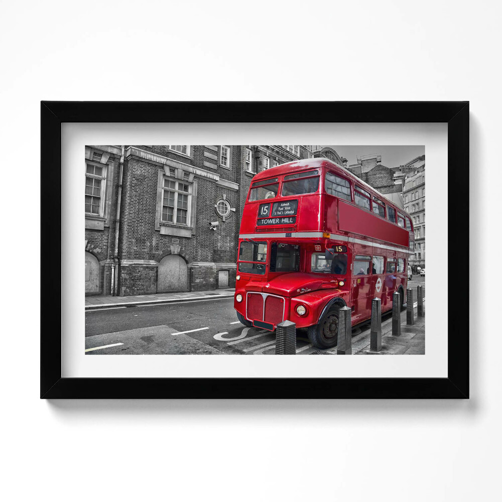 Kép keretben Piros emeletes busz
