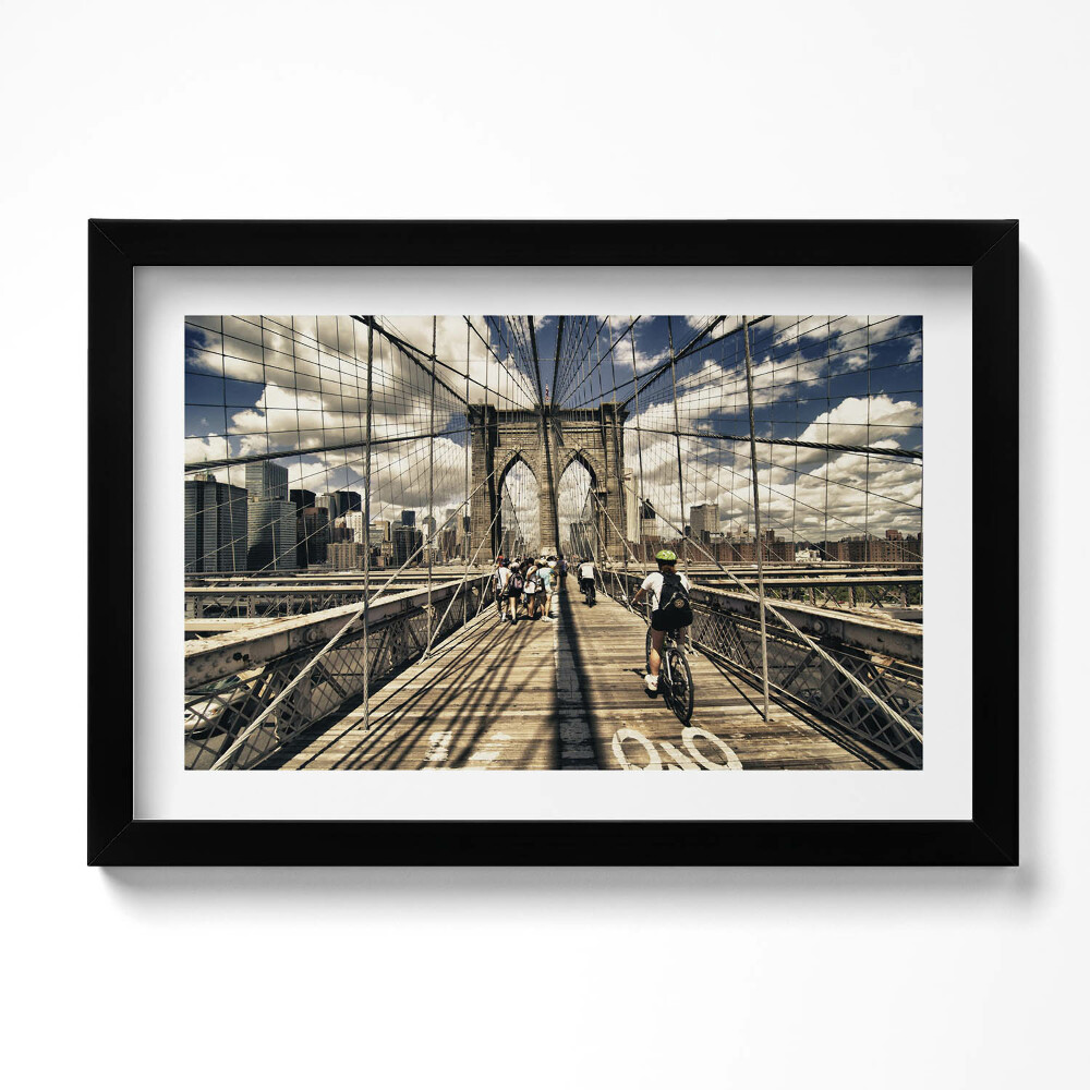 Kép keretben A Brooklyn híd kilátása New Yorkban