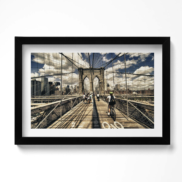 Kép keretben A Brooklyn híd kilátása New Yorkban