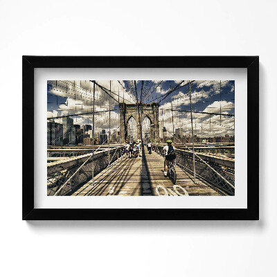 Kép keretben A Brooklyn híd kilátása New Yorkban