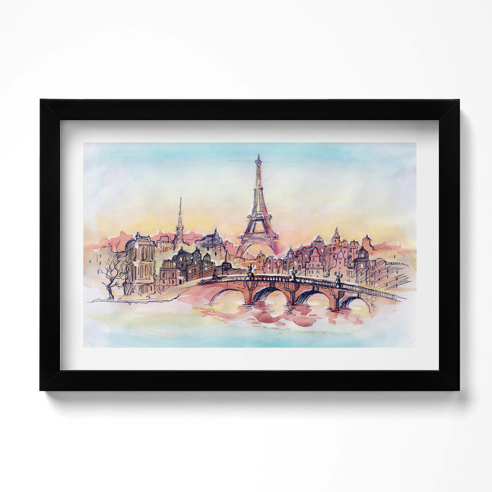 Keretezett kép Párizs festett látképe