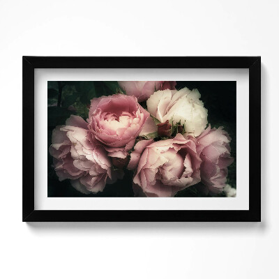 Kép keretben Csokor rózsaszín szüreti rózsa