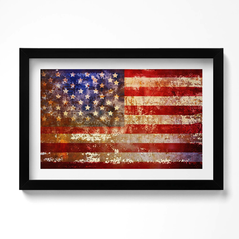 Keretezett kép Amerikai zászló vintage stílusban