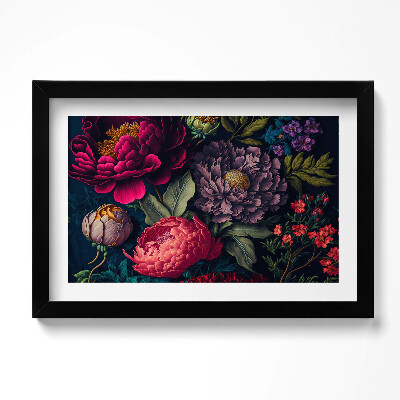 Keretezett kép Vintage csokor botanikai virágok