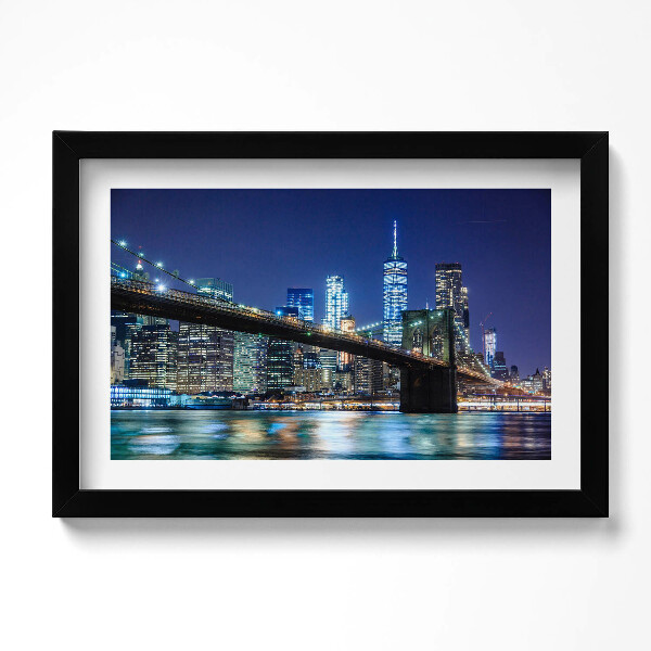 Keretezett kép Brooklyn híd New York City éjszaka