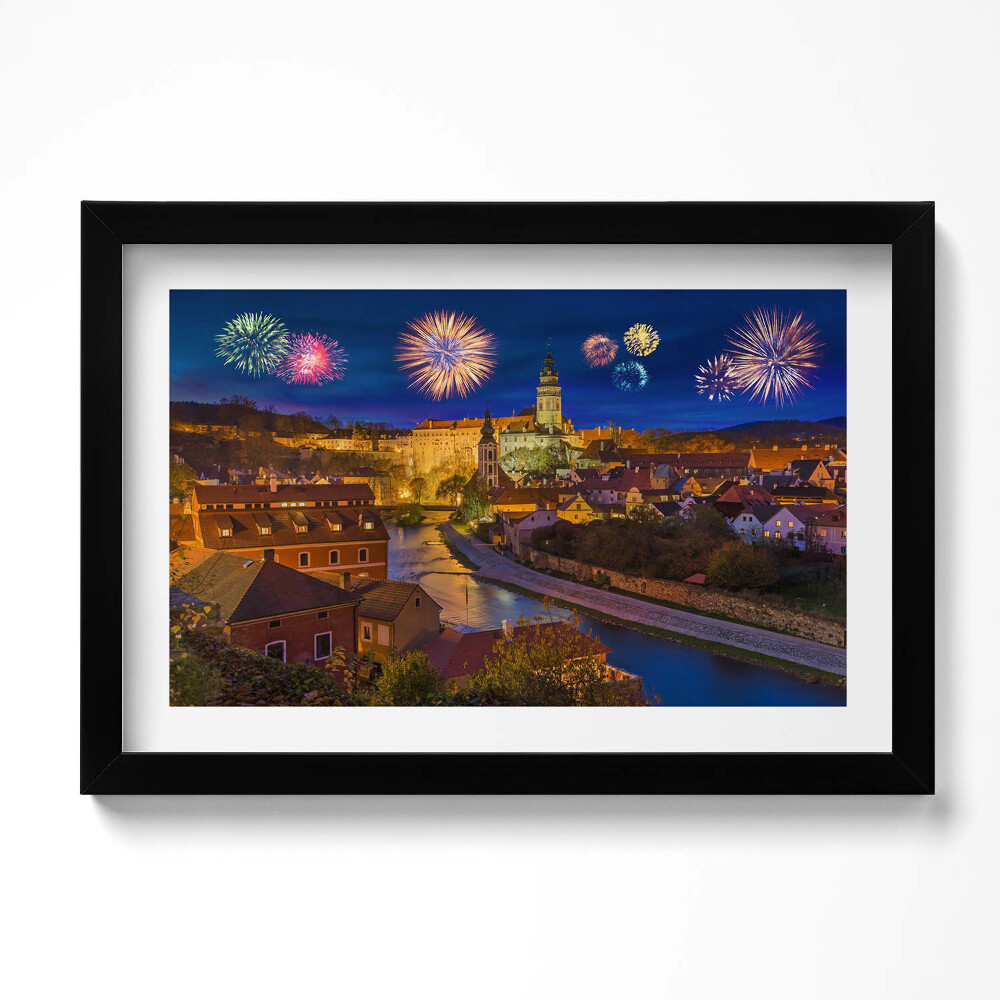 Keretezett kép Tűzijáték Krumlov Csehországban