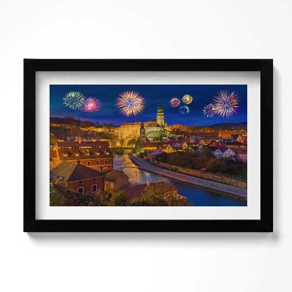 Keretezett kép Tűzijáték Krumlov Csehországban