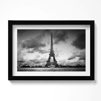 Kép keretben Fekete-fehér franciaországi táj az Eiffel-toronnyal