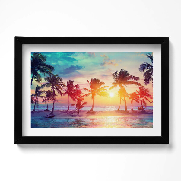 Kép keretben Pálmafák Miami napfelkeltekor