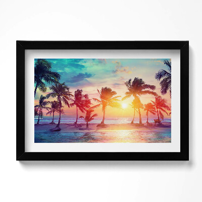 Kép keretben Pálmafák Miami napfelkeltekor