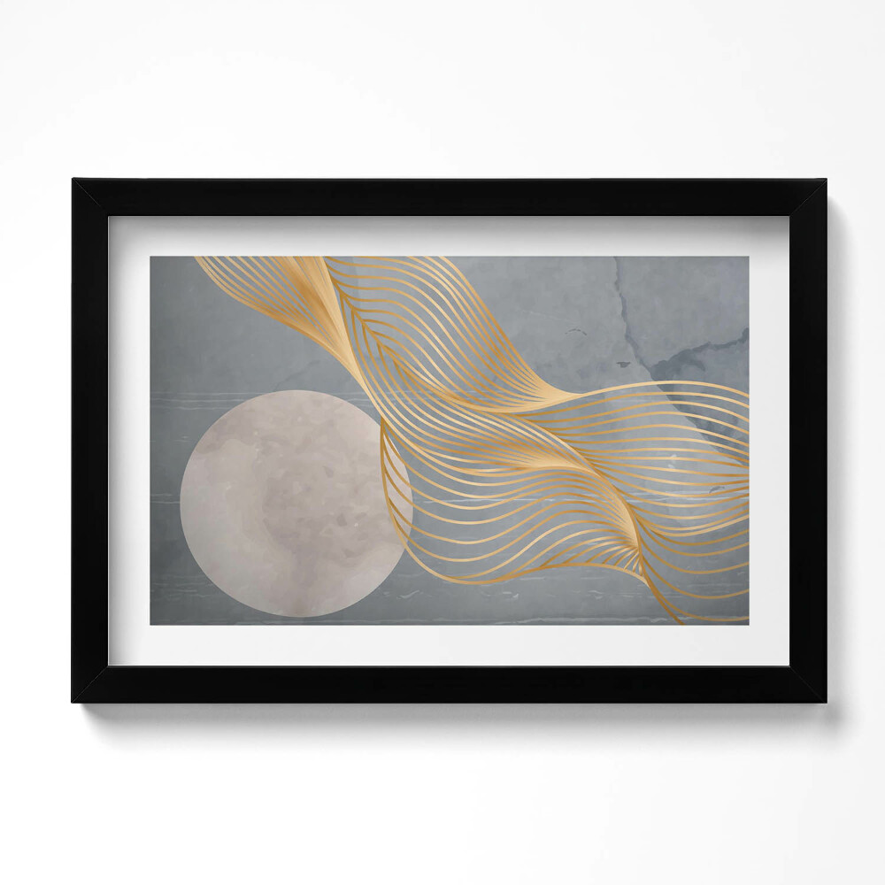 Keretezett kép Absztrakt illusztráció a Holdról arannyal
