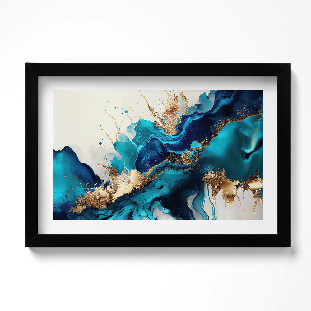Keretezett kép Folyékony absztrakt arannyal