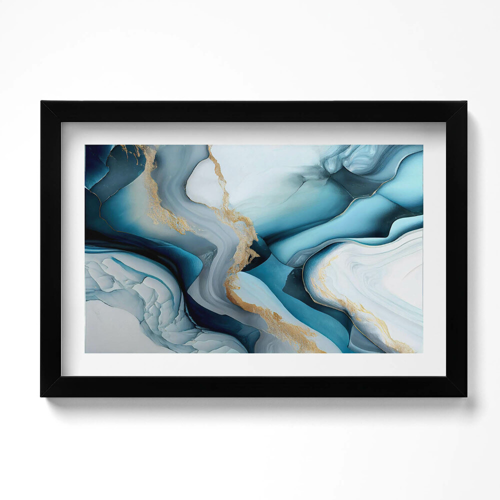 Keretezett kép Folyékony márvány textúra arannyal