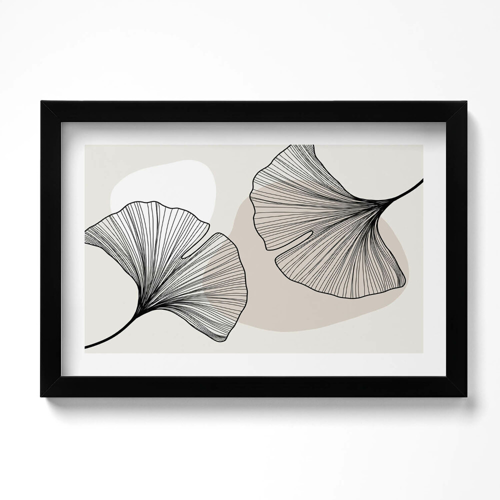 Kép keretben Linear ginkgo levelek boho stílusban